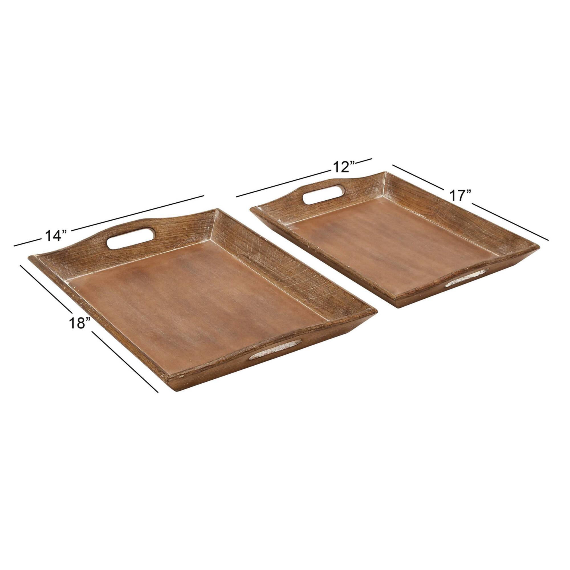 Brown Mango Wood Traditional Tray Set